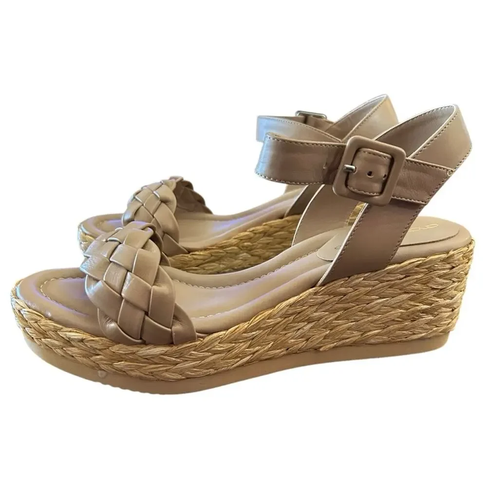 Andre Assous Cecilia Leather Espadrille Wedge Sandals NEW Size 11